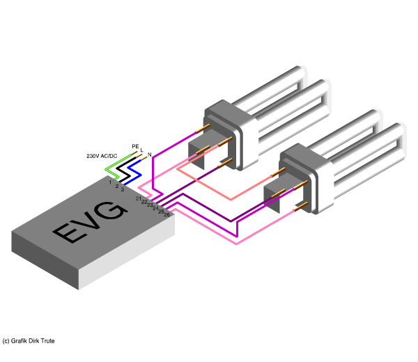 Schaltbild EVG mit 2 x TCD